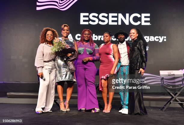 Oprah Winfrey, Fantasia Barrino, Danielle Brooks, Taraji P. Henson, Blitz Bazawule and God-is Rivera attend the 'From the Page to the Stage and...