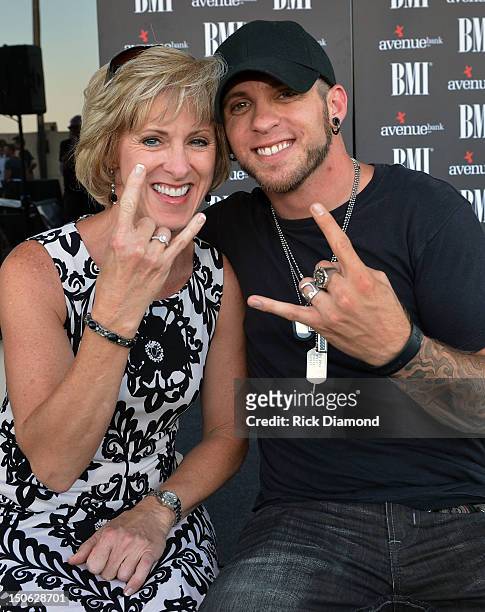 Brantley’s mother Becky Gilbert and Brantley Gilbert attend BMI Party For Singer/Co-Writer Brantley Gilbert and Co-Writer Jim McCormick for "You...