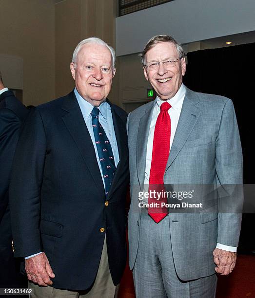 Commissioner Bud Selig and Bill Bartholomay pose for a photo at the 2012 MLB Beacon Awards Luncheon presented by Belk during the Delta Civil Rights...