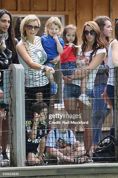 Nicola Mclean is sighted at ZSL London Zoo with her children, Rocky and Striker and a friend on August 23, 2012 in London, England.