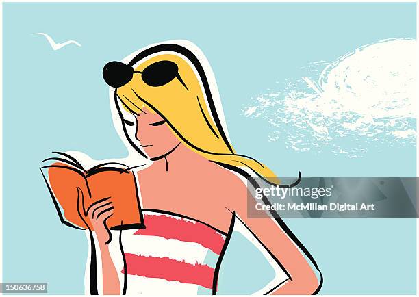 woman reading book outdoors - reading outside stock illustrations