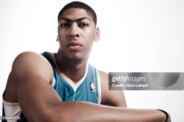 Anthony Davis of the New Orleans Hornets poses for a portrait during the 2012 NBA Rookie Photo Shoot at the MSG Training Center on August 21, 2012 in...