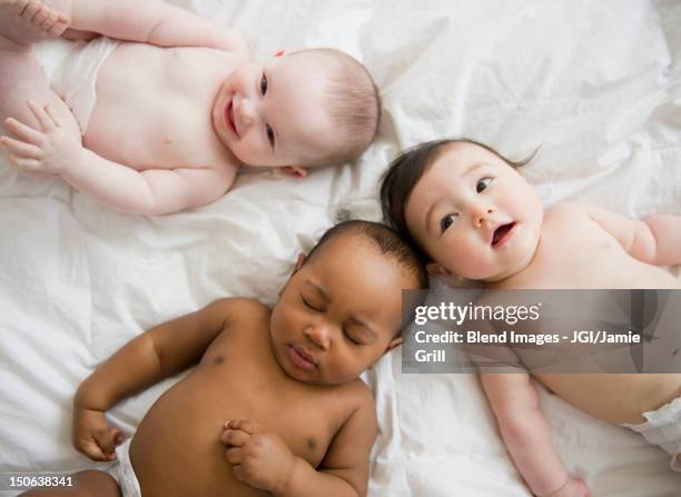 babies laying on blanket - nur babys stock-fotos und bilder