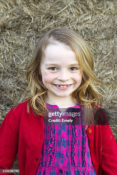 smiling girl standing outdoors - bavaria girl stock pictures, royalty-free photos & images