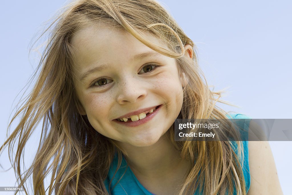 Primer plano de cara de niñas Sonriendo
