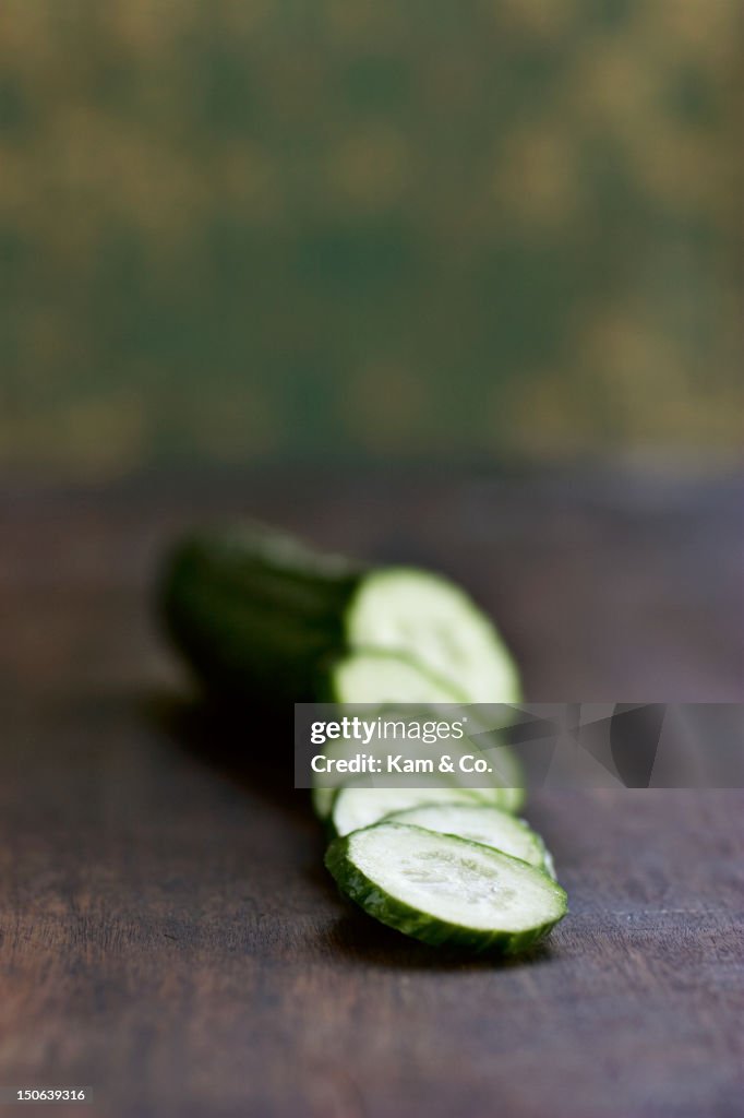 Close up of sliced cucumber