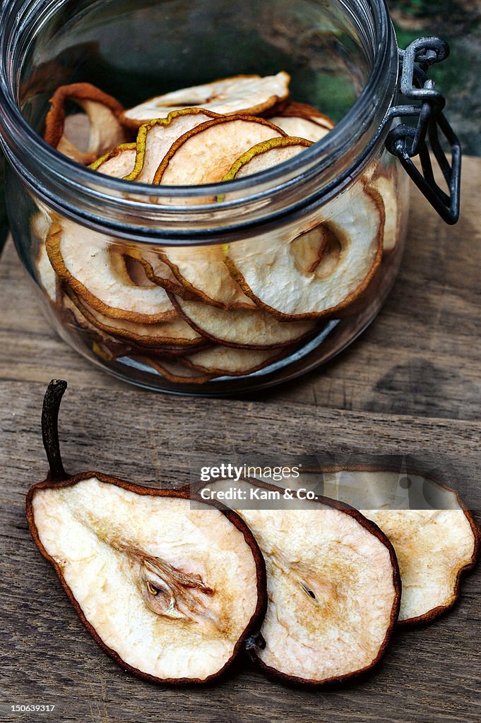 Close up of sliced pear