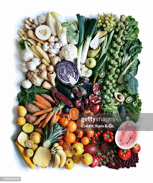 close up of produce arranged in square - green mushroom stock pictures, royalty-free photos & images