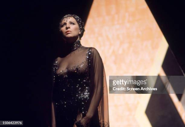 Barbara Streisand wearing a Bob Mackie costume as Fanny Brice in the 1975 musical, 'Funny Lady'.