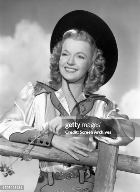 American actress Dale Evans in a Western outfit for a promotional portrait, circa 1948.