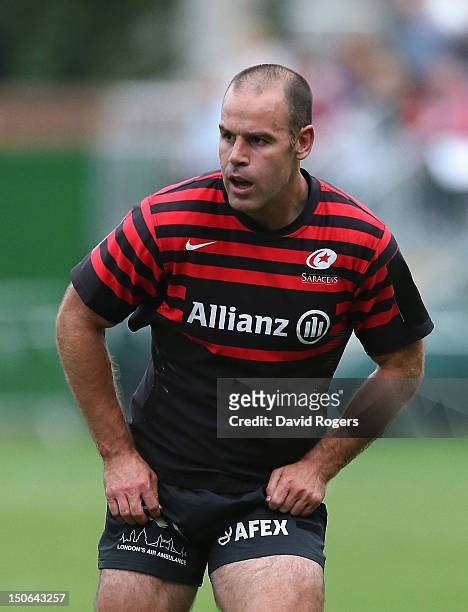 Charlie Hodgson of Saracens looks on during the pre season friendly match between Saracens and Stade Francais at the Honourable Artillery Company...