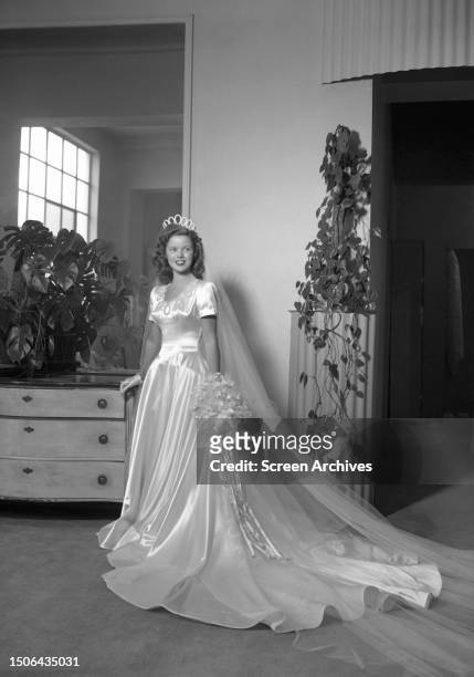 American actress Shirley Temple at her 1945 wedding to actor John Agar.