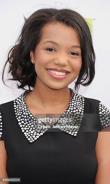 Daphne Blunt arrives at the 2012 Do Something Awards at Barker Hangar on August 19, 2012 in Santa Monica, California.