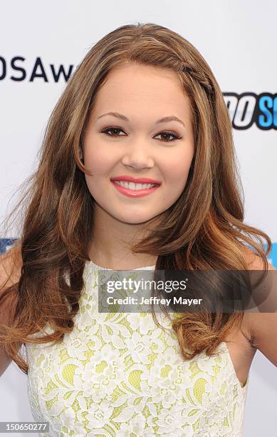 Kelli Berglund arrives at the 2012 Do Something Awards at Barker Hangar on August 19, 2012 in Santa Monica, California.