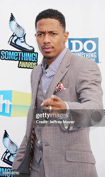 Nick Cannon arrives at the 2012 Do Something Awards at Barker Hangar on August 19, 2012 in Santa Monica, California.