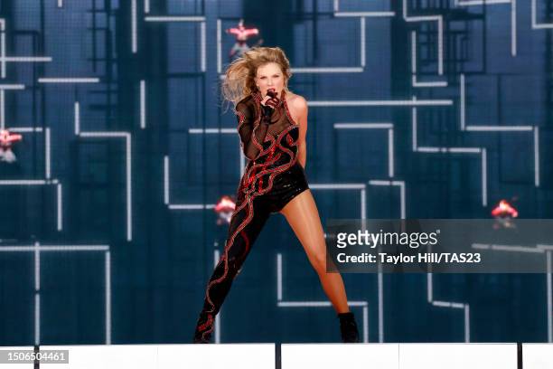 Taylor Swift performs onstage during "Taylor Swift | The Eras Tour " at Paycor Stadium on June 30, 2023 in Cincinnati, Ohio.