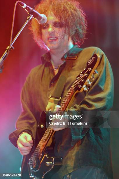 Robert Smith of The Cure performing at the Curiousa festival on July 31, 2004 on Randall's Island