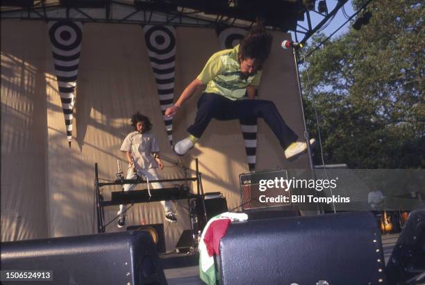 August 23: Cafe Tacuba performs during the Central Park SummerStage Concert series August 23rd 1997 in New York City.