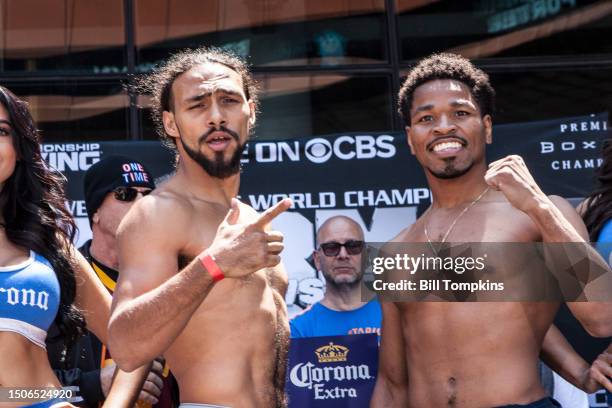 June 24: Keith Thurman and Shawn Porter during weighin on June 24th, 2016 in Brooklyn.