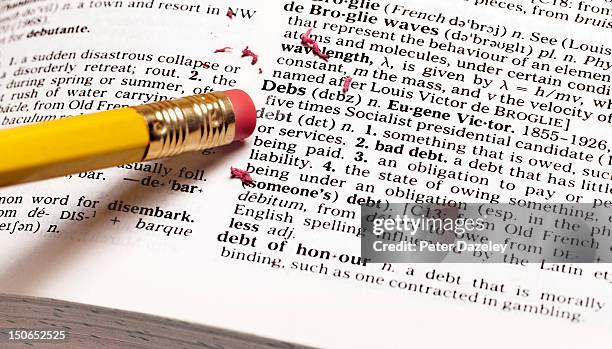 erasing debt - diccionario fotografías e imágenes de stock