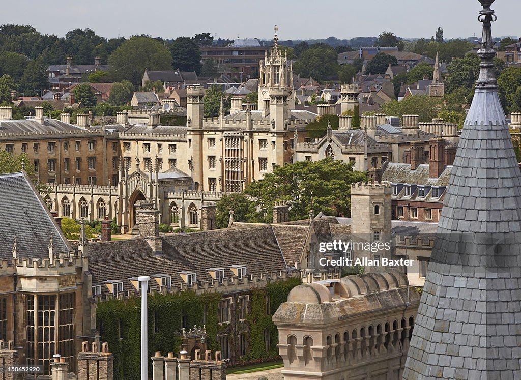 Elevated view of the skyline of Cambridge