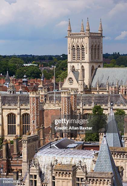 elevated view of the skyline of cambridge - trinity college cambridge stock pictures, royalty-free photos & images