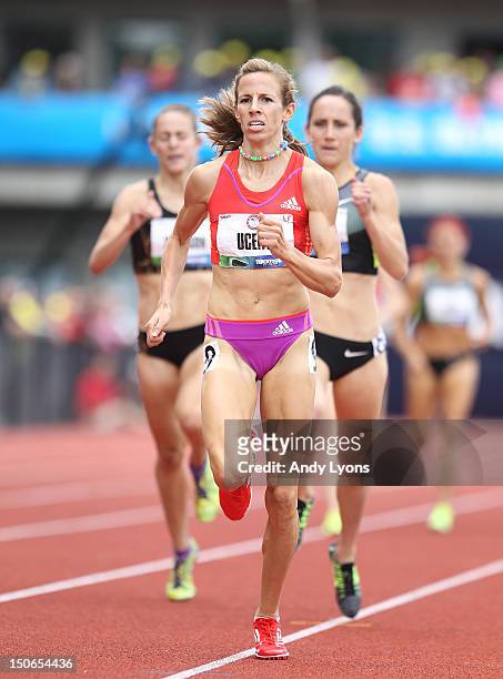 Morgan Uceny runs to victory in Women's 1500 Meter on Day 10 of the 2012 U.S. Olympic Track & Field Team Trials at Hayward Field on July 1, 2012 in...