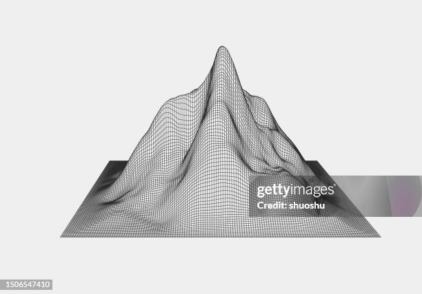 abstract 3d wireframe mountain netting space pattern background - wireframe landscape stock illustrations