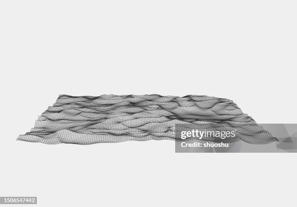 abstract 3d wireframe mountain netting space pattern background - wireframe landscape stock illustrations