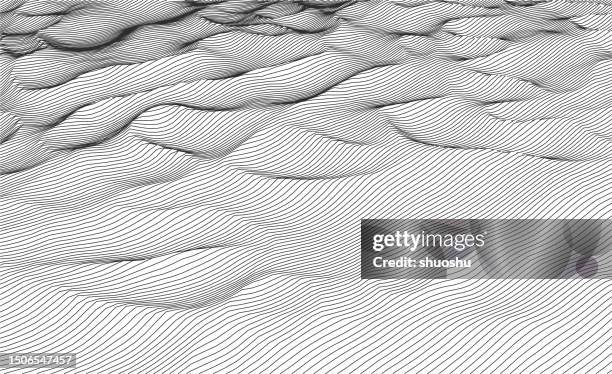 abstract 3d wireframe mountain netting space pattern background - wireframe landscape stock illustrations