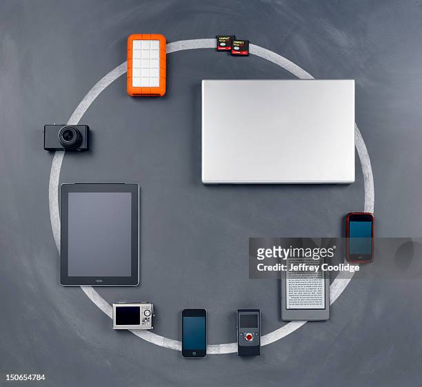 circle of technology - middelgrote groep dingen stockfoto's en -beelden
