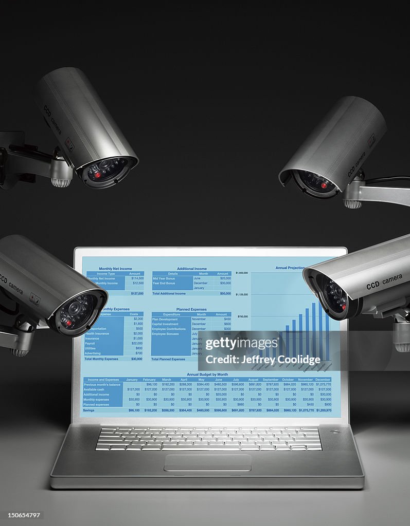Security Cameras Watching Laptop