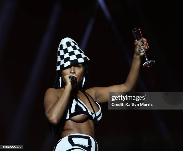 Janelle Monae performs on stage at Essence Music Festival on June 30, 2023 at Caesars Superdome in New Orleans, Louisiana.