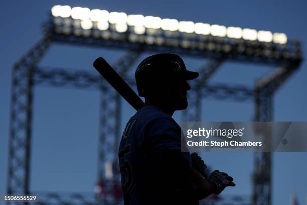 Luke Raley of the Tampa Bay Rays stands on deck during the first inning against the Seattle Mariners at T-Mobile Park on June 30, 2023 in Seattle,...