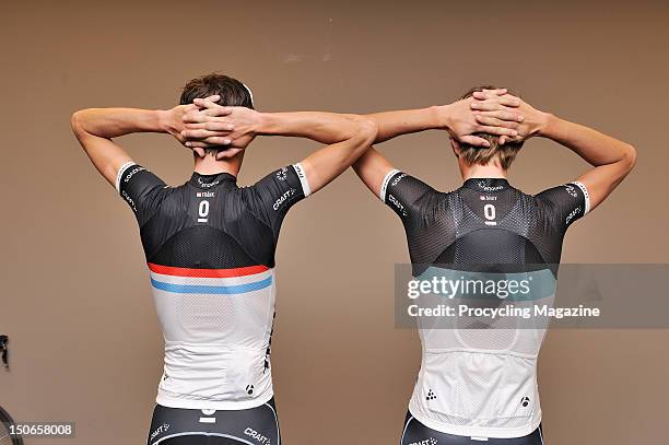 ProTeam Leopard Trek cyclists Frank and Andy Schleck in Belgium, April 28, 2011.