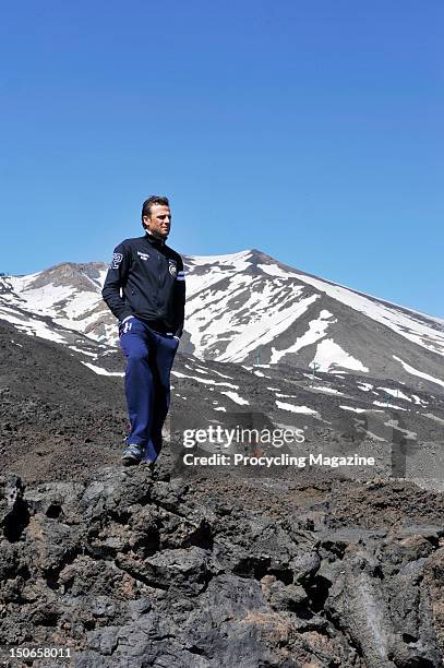 Alessandro Petacchi from Team Lampre, on location in Mount Etna, Italy, April 13, 2011.