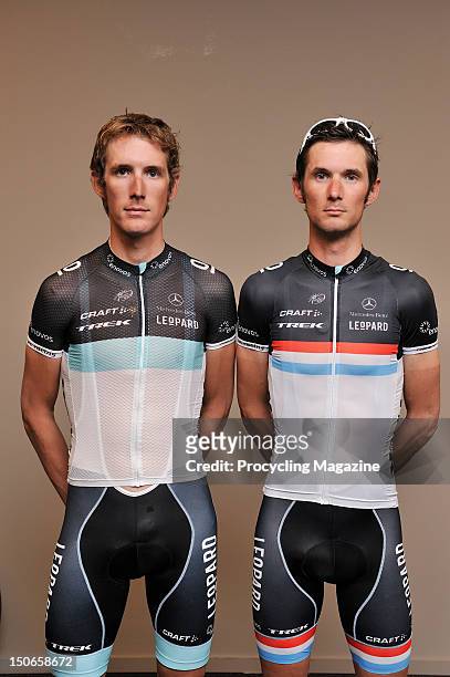 ProTeam Leopard Trek cyclists Andy and Frank Schleck in Belgium, April 28, 2011.