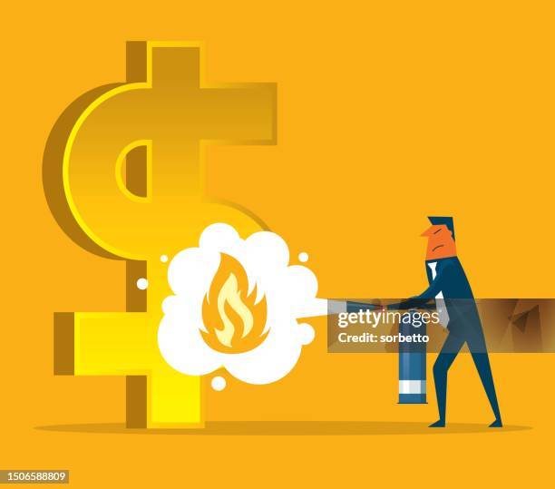 firefighter - dollar symbol - making decisions stock illustrations