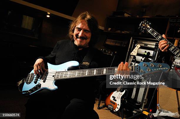 Geezer Butler of Heaven and Hell recording at the Rockfield Studios on July 25, 2007 in Monmouth.