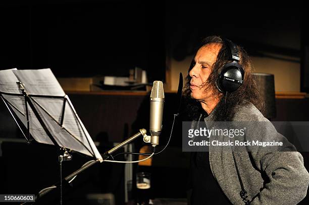 Ronnie James Dio of Heaven and Hell recording at the Rockfield Studios on July 25, 2007 in Monmouth.