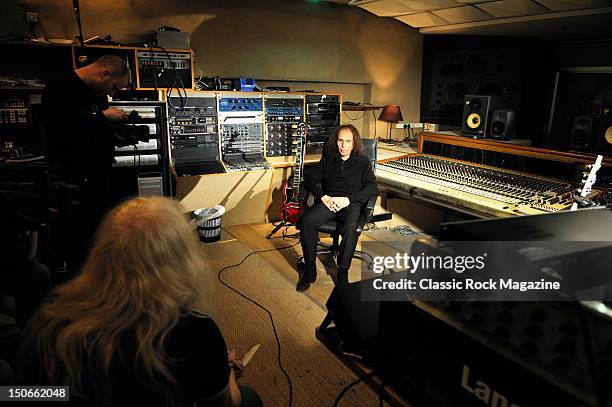 Ronnie James Dio of Heaven and Hell at the Rockfield Studios on July 25, 2007 in Monmouth.