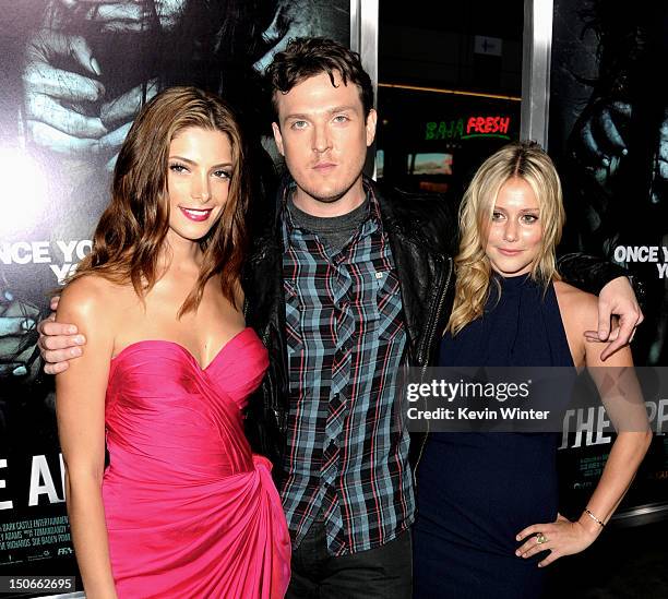 Actress Ashley Greene, writer/director Todd Lincoln and actress Julianna Guill arrive at the premiere of Warner Bros. Pictures "The Apparition" at...