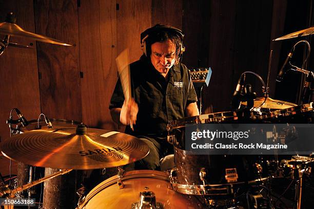 Vinny Appice of Heaven and Hell recording at the Rockfield Studios on July 25, 2007 in Monmouth.