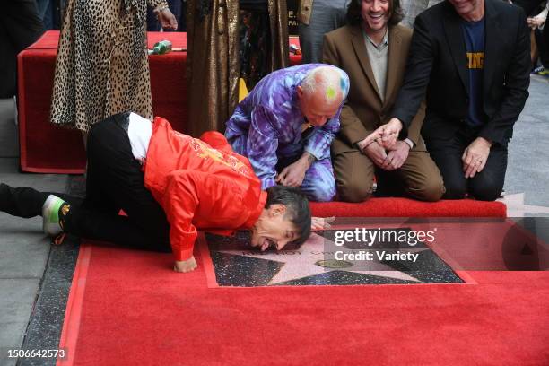 Anthony Kiedis, John Frusciante, Chad Smith and Flea of the Red Hot Chili Peppers at the star ceremony where rock band Red Hot Chili Peppers is...