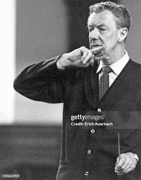 British composer Benjamin Britten conducting a piece, 17th December 1966.