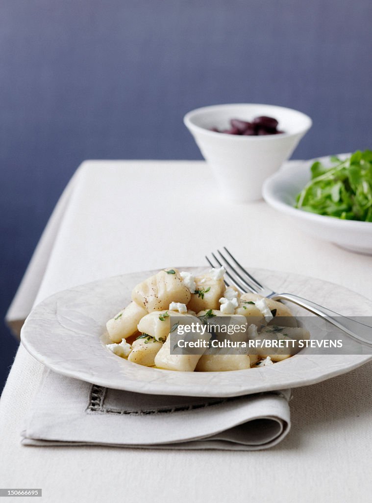 Plate of gnocchi with olives