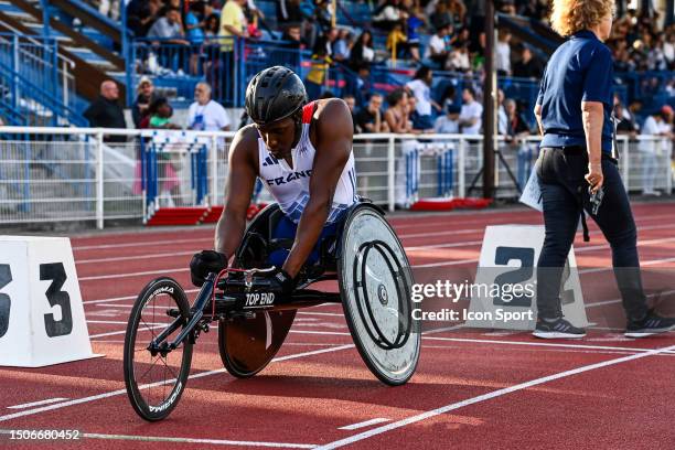 Yasser MUSANGANYA competes in the 800m wheelchair during the Montgeron meeting on July 5, 2023 in Paris, France.