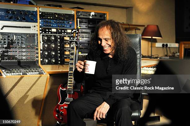 Ronnie James Dio of Heaven and Hell at the Rockfield Studios on July 25, 2007 in Monmouth.