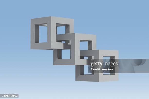 3d rendering, continuous connection of cubes - continuity stock pictures, royalty-free photos & images