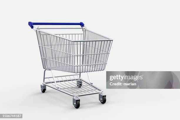 supermarket shopping cart - grocery cart fotografías e imágenes de stock